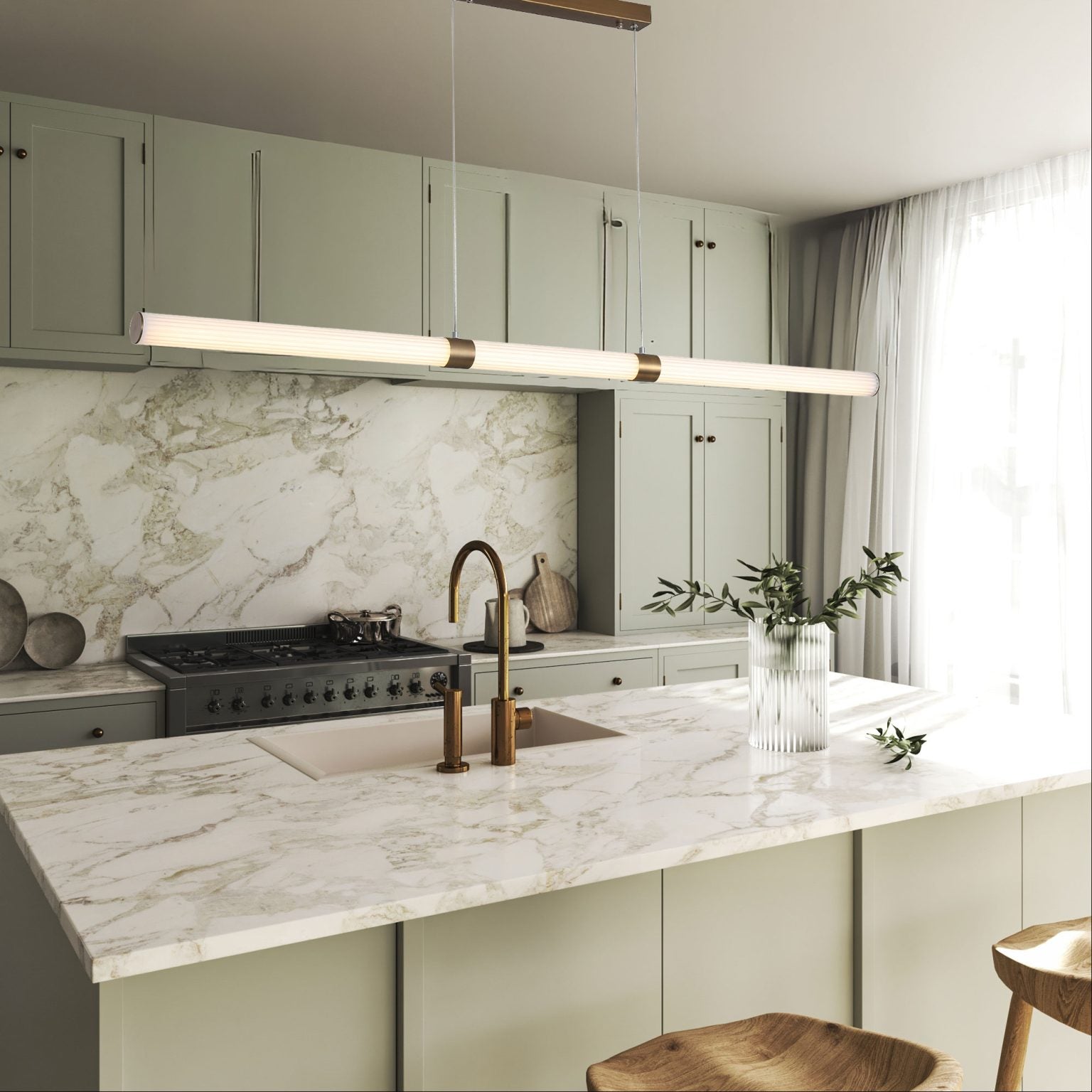 MAXWELL BRONZE Linear Ribbed TriColour LED Pendant